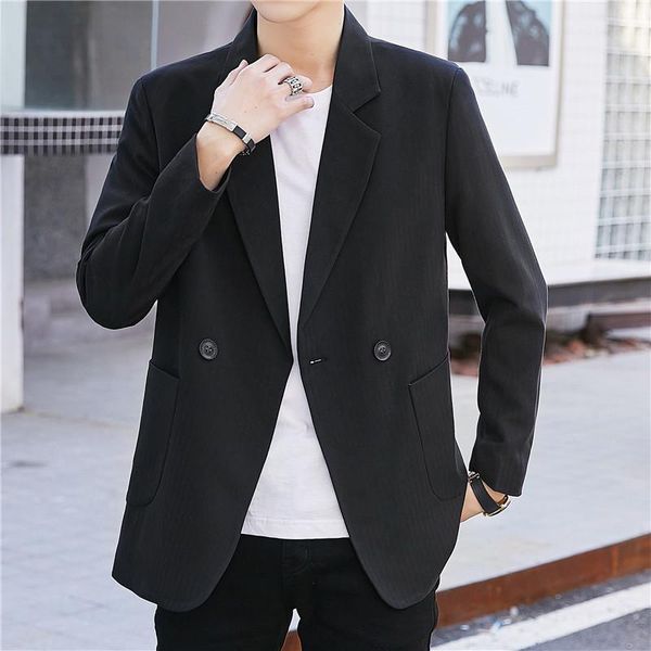 men's suits & blazers 2021 double breasted blazer teenagers fashion and handsome leisure, White;black 
men's suits & blazers 2021 double breasted blazer teenagers fashion and handsome leisure, White;black
