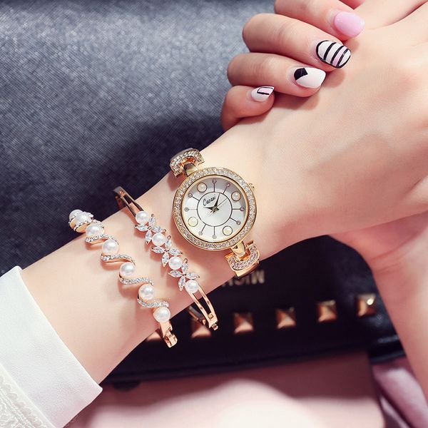 piece pearl watch women's suit quartz watch with diamond bracelet watch, Slivery;brown
piece pearl watch women's suit quartz watch with diamond bracelet watch, Slivery;brown