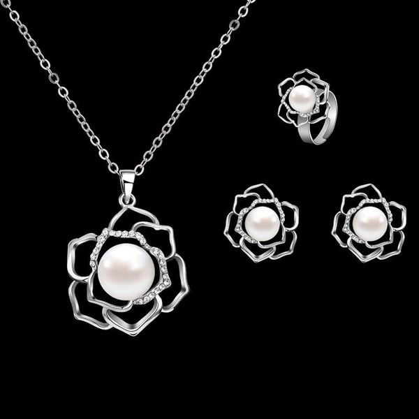 earrings & necklace fashion alloy pearl jewelry sets for women fine romantic rose flower ring earring wedding bridal, Silver
earrings & necklace fashion alloy pearl jewelry sets for women fine romantic rose flower ring earring wedding bridal, Silver
