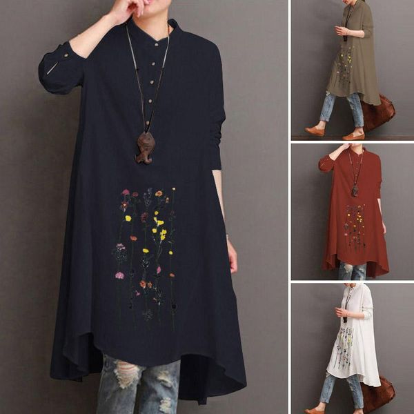 women's printed blouse 2021 zanzea fashion floral shirts causal long sleeve blusas female button tunic plus size irregular blouses &, White
women's printed blouse 2021 zanzea fashion floral shirts causal long sleeve blusas female button tunic plus size irregular blouses &, White