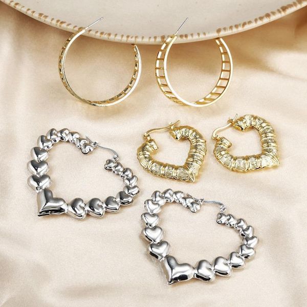 hoop & huggie gold silver color heart earrings for women round circle statement stylish design jewelry lady party sp1141, Golden;silver
hoop & huggie gold silver color heart earrings for women round circle statement stylish design jewelry lady party sp1141, Golden;silver