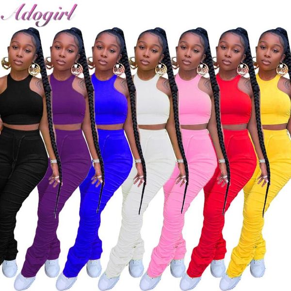 women's tracksuits fitness women sport two piece set solid sleeveless crop tank stacked bell bottom joggers sweatpants suit outfit tra, Gray
women's tracksuits fitness women sport two piece set solid sleeveless crop tank stacked bell bottom joggers sweatpants suit outfit tra, Gray