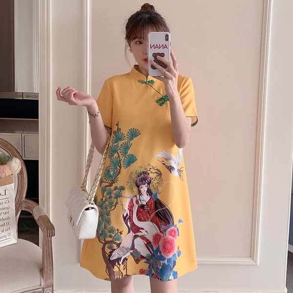 plus size -4xl 2021 year yellow loose fashion modern cheongsam dress women short sleeve qipao traditional chinese clothes ethnic clothing, Red
plus size -4xl 2021 year yellow loose fashion modern cheongsam dress women short sleeve qipao traditional chinese clothes ethnic clothing, Red