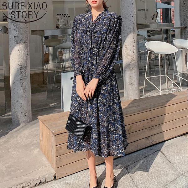 casual dresses v-neck bow floral chiffon dress long sleeve pleated knee mid spring and autumn bottom vestidos 8548 50, Black;gray
casual dresses v-neck bow floral chiffon dress long sleeve pleated knee mid spring and autumn bottom vestidos 8548 50, Black;gray