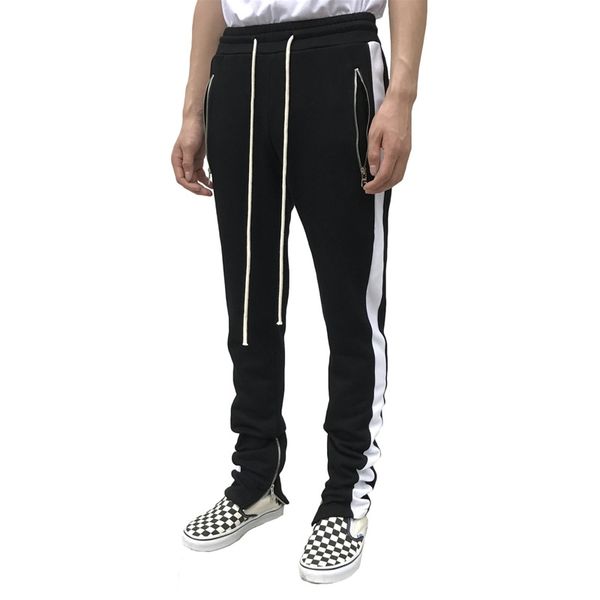 2019 new street fashion men's casual color matching sports hip hop slim legged pants, Black
2019 new street fashion men's casual color matching sports hip hop slim legged pants, Black