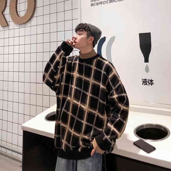 men's t-shirts cotton plaid hoodie fashion retro casual sweatshirt men streetwear wild loose korean style stand-up collar hoodies, White;black
men's t-shirts cotton plaid hoodie fashion retro casual sweatshirt men streetwear wild loose korean style stand-up collar hoodies, White;black