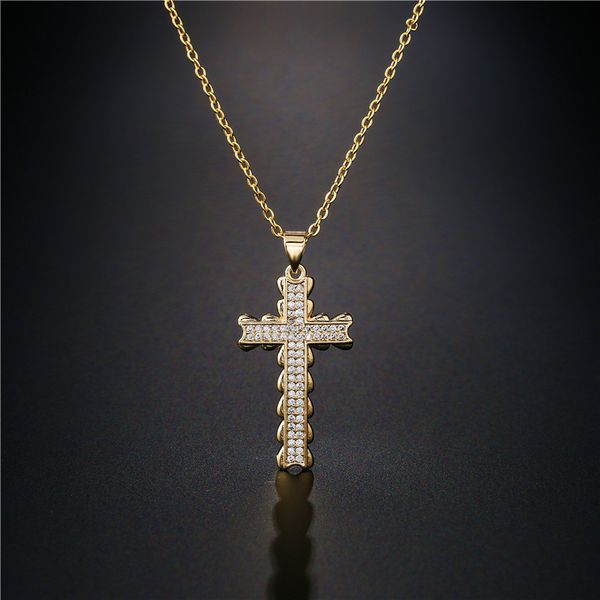 selling hip hop classic cross pendant necklace real gold plated copper micro inlaid necklace for men and women, Silver
selling hip hop classic cross pendant necklace real gold plated copper micro inlaid necklace for men and women, Silver