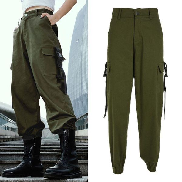 women high waisted cargo pants with straps pockets solid color casual loose combat harem trousers baggy joggers harajuku streetw women', Black;white
women high waisted cargo pants with straps pockets solid color casual loose combat harem trousers baggy joggers harajuku streetw women', Black;white