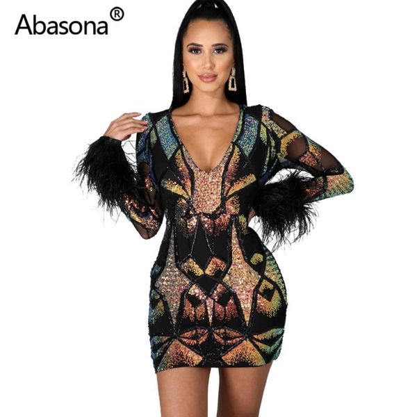 casual dresses abasona feathers sequined night club wear bodycon party winter women full sleeve v-neck bandage mini 2021 vestidos, Black;gray
casual dresses abasona feathers sequined night club wear bodycon party winter women full sleeve v-neck bandage mini 2021 vestidos, Black;gray