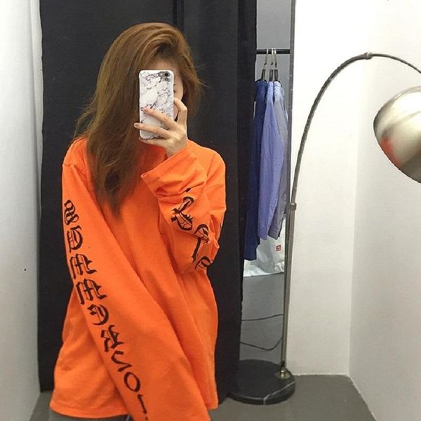 women's t-shirt casual letter long sleeve large size hip hop street vintage loose female couple gd tees harajuku autumn fashion, White
women's t-shirt casual letter long sleeve large size hip hop street vintage loose female couple gd tees harajuku autumn fashion, White
