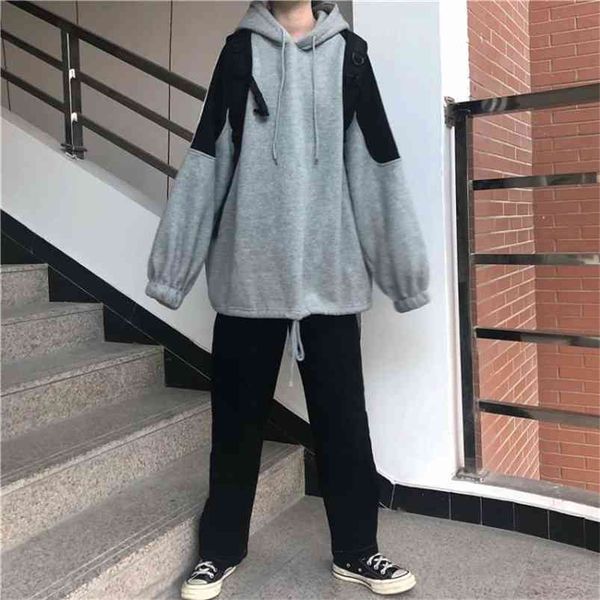 spring autumn women's shirt korean style contrast color loose hooded sweatshirts hem drawstring all-match gx790 210507, Black
spring autumn women's shirt korean style contrast color loose hooded sweatshirts hem drawstring all-match gx790 210507, Black