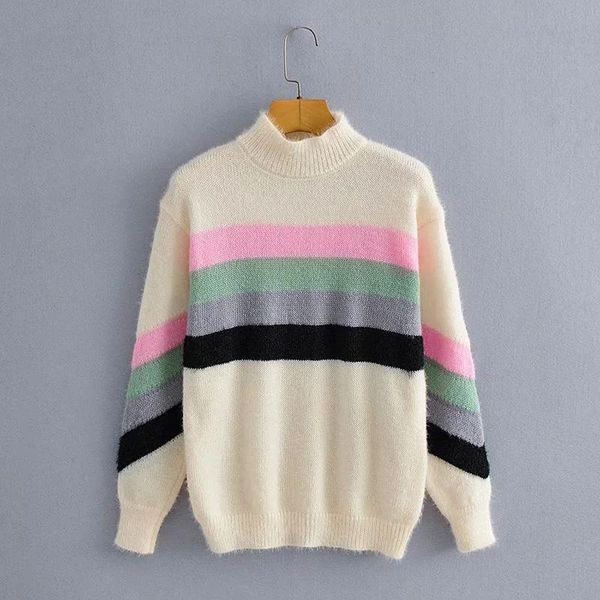 women's sweaters vanovich striped color-blocking pullover sweater middle-neck 2022 autumn and winter turtleneck, White;black
women's sweaters vanovich striped color-blocking pullover sweater middle-neck 2022 autumn and winter turtleneck, White;black