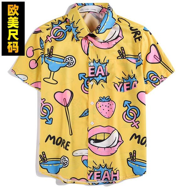 men's casual shirts spring and summer 2021 amazon europe america lips strawberry cocktail trendy brand loose hawaiian shirt, White;black
men's casual shirts spring and summer 2021 amazon europe america lips strawberry cocktail trendy brand loose hawaiian shirt, White;black