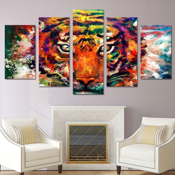 5 panels hd print wall art colorful tiger animals paintings home decor modular pictures living room canvas (no frame)
5 panels hd print wall art colorful tiger animals paintings home decor modular pictures living room canvas (no frame)
