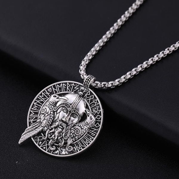 pendant necklaces dawapara coin with odin's figure and two raven pattern vintage norse viking jewelry for men, Silver
pendant necklaces dawapara coin with odin's figure and two raven pattern vintage norse viking jewelry for men, Silver