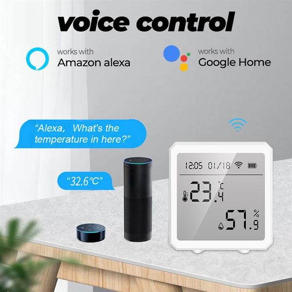 smart home control temperature sensor tuya wifi humidity detector digital display battery operated hygrometer thermometer, black
smart home control temperature sensor tuya wifi humidity detector digital display battery operated hygrometer thermometer, black