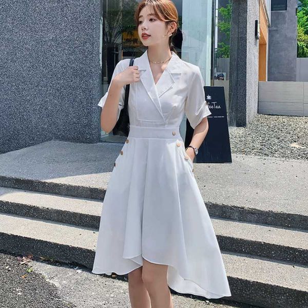 summer women dresses fashion vintage notched collar office ol high waist irregular casual white chic dress robe 210526, Black;gray
summer women dresses fashion vintage notched collar office ol high waist irregular casual white chic dress robe 210526, Black;gray