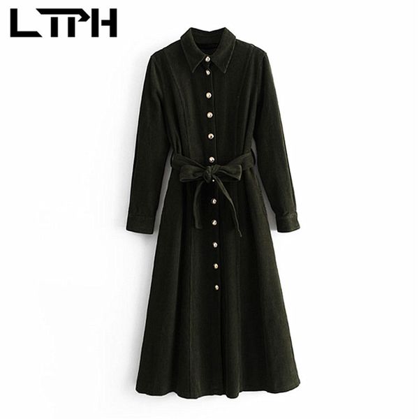 vintage corduroy long women dress single breasted elegant bow sashes slim solid color dresses autumn winter 210427, Black;gray
vintage corduroy long women dress single breasted elegant bow sashes slim solid color dresses autumn winter 210427, Black;gray