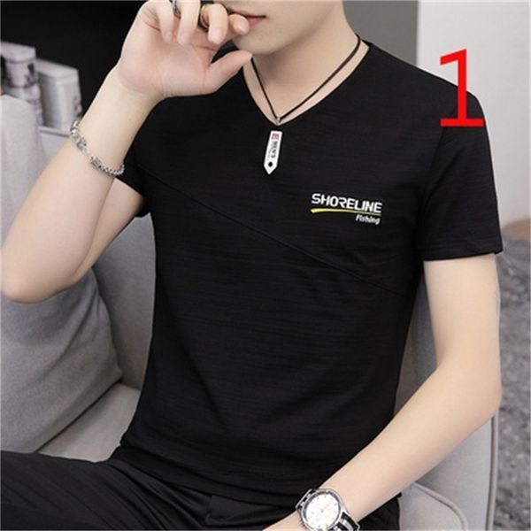 t-shirt summer korean version of the slim personality young men's fashion trend round neck ice silk 210420, White;black
t-shirt summer korean version of the slim personality young men's fashion trend round neck ice silk 210420, White;black