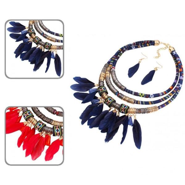 earrings & necklace retro accessory set alloy multilayer trendy feather tassel dangle, Silver
earrings & necklace retro accessory set alloy multilayer trendy feather tassel dangle, Silver