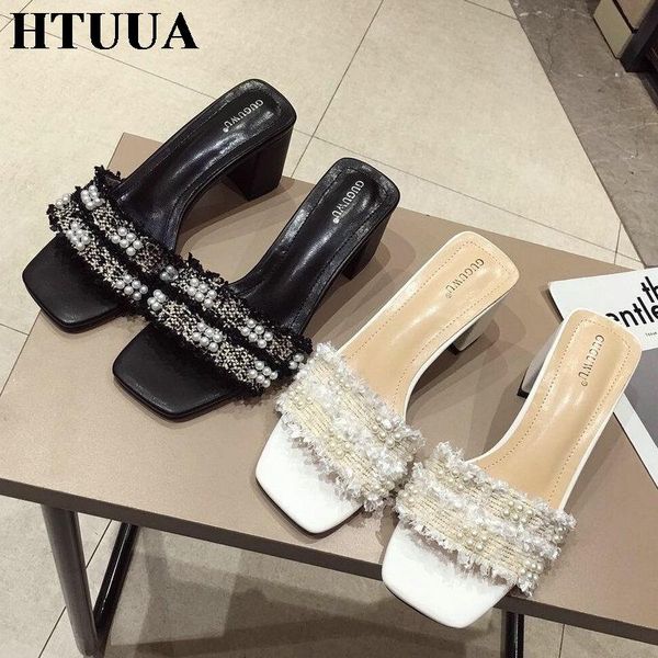 slippers htuua designer women 2021 summer sandals fashion tassel pearl high heel slides outside ladies shoes sx3858, Black
slippers htuua designer women 2021 summer sandals fashion tassel pearl high heel slides outside ladies shoes sx3858, Black