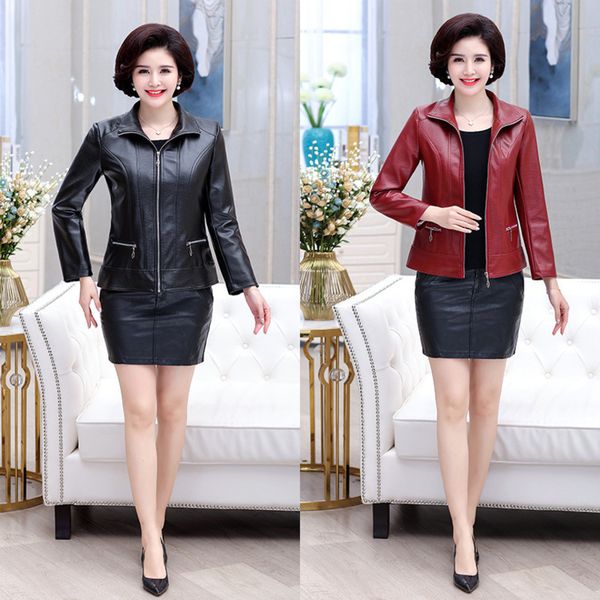 autumn winter middle-aged elderly women's stand collar cotton imitation short loose leather et, Black;brown
autumn winter middle-aged elderly women's stand collar cotton imitation short loose leather et, Black;brown