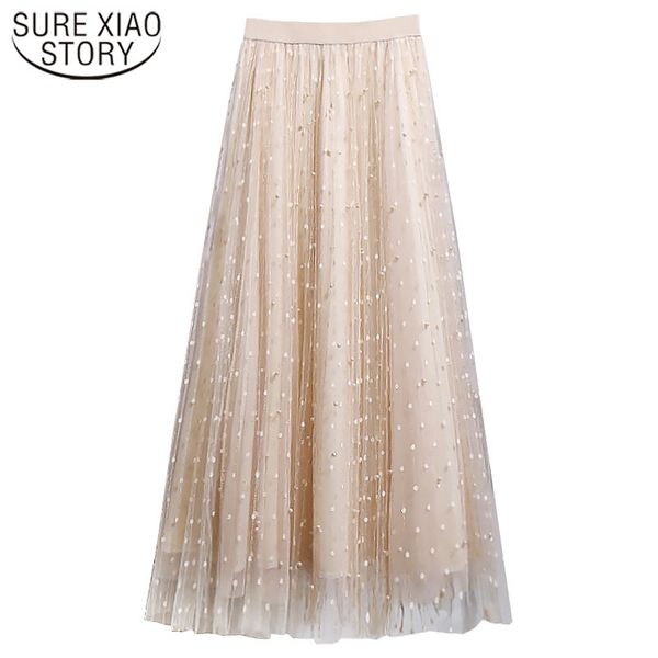 high waist women skirt long female spring fashion spot pattern elegant lady mesh half-length 3071 50 210417, Black
high waist women skirt long female spring fashion spot pattern elegant lady mesh half-length 3071 50 210417, Black