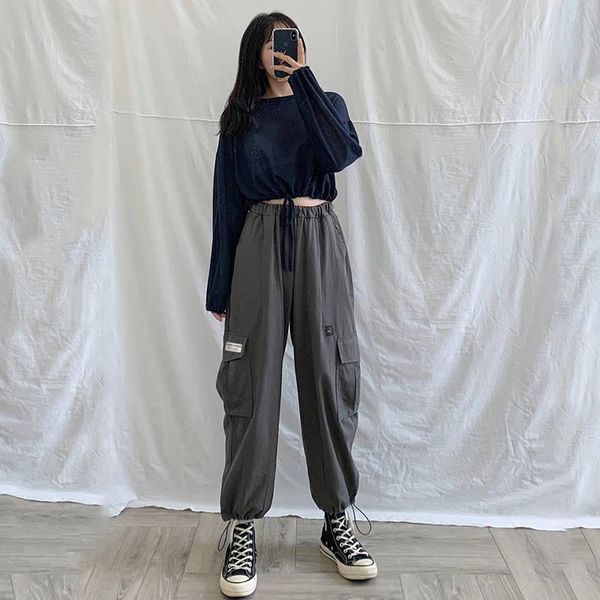 women's pants & capris autumn joggers women loose sweatpants wide leg black cargo elastic waist plus size clothing, Black;white
women's pants & capris autumn joggers women loose sweatpants wide leg black cargo elastic waist plus size clothing, Black;white
