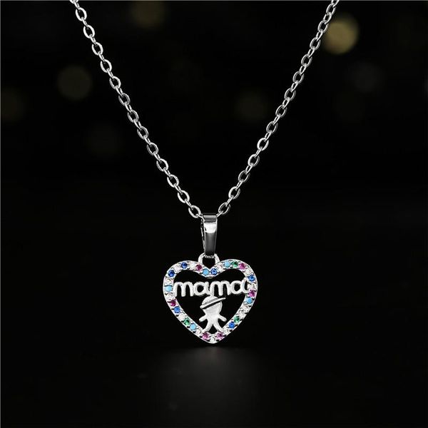 heart mama&boy pendant necklace for women gift mother's day luxury cz jewelry female accessories necklaces, Silver
heart mama&boy pendant necklace for women gift mother's day luxury cz jewelry female accessories necklaces, Silver