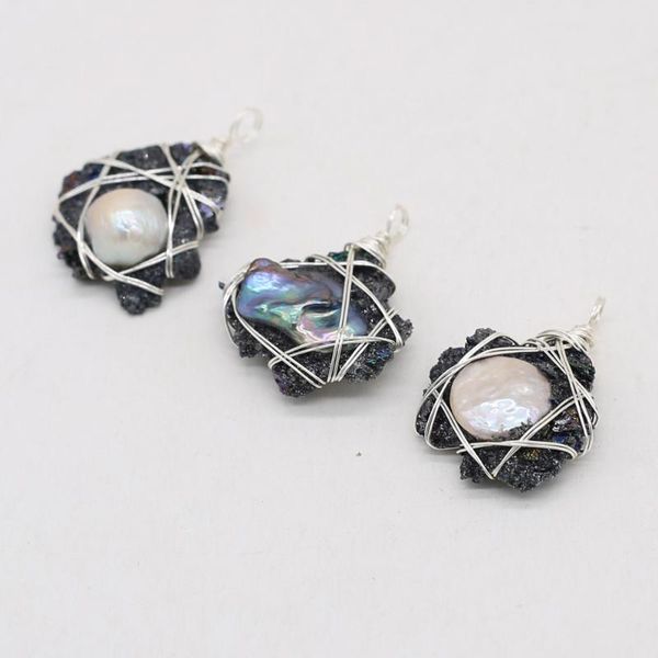 charms natural semi-precious stone irregular black crystal bud pearl pendant around silver wire for jewelry making necklaces gift, Bronze;silver
charms natural semi-precious stone irregular black crystal bud pearl pendant around silver wire for jewelry making necklaces gift, Bronze;silver