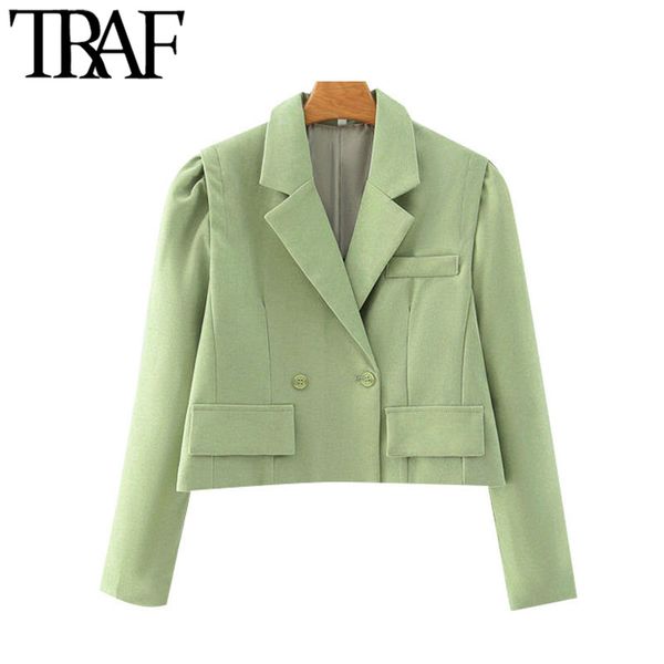 traf women fashion double breasted cropped blazer coat vintage puff long sleeve pockets female outerwear chic 210415, Black;brown
traf women fashion double breasted cropped blazer coat vintage puff long sleeve pockets female outerwear chic 210415, Black;brown