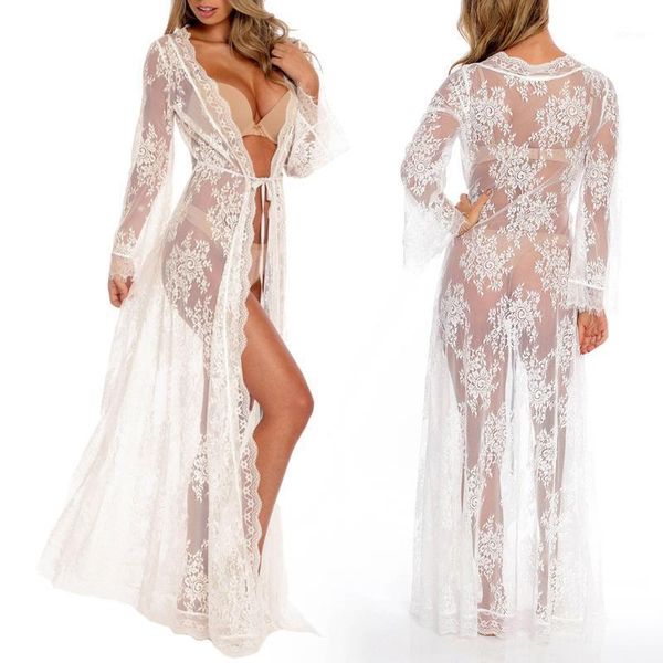 women's swimwear women summer see-through floral lace maxi beach dress scalloped trim open front kimono cardigan bikini swimsuit cover, White;black
women's swimwear women summer see-through floral lace maxi beach dress scalloped trim open front kimono cardigan bikini swimsuit cover, White;black