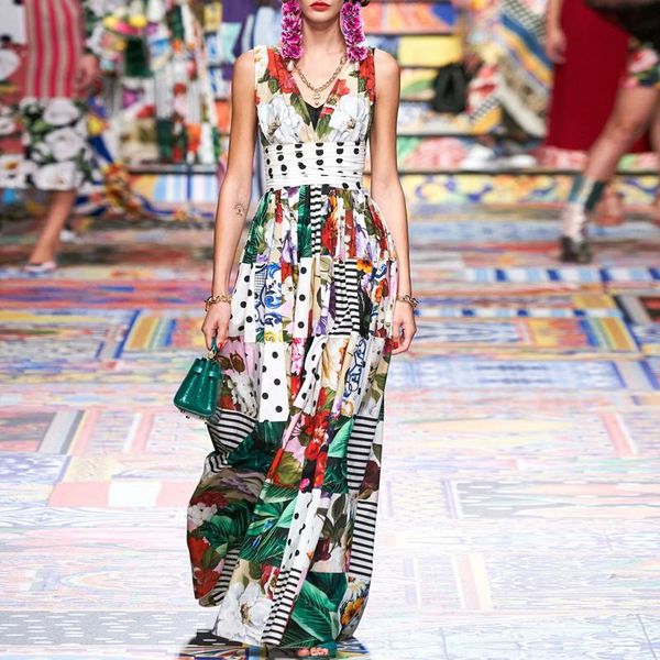 long dress runway 2021 spring fashion women's boho beach print stitching v-neck vintage elegant casual dresses, Black;gray
long dress runway 2021 spring fashion women's boho beach print stitching v-neck vintage elegant casual dresses, Black;gray