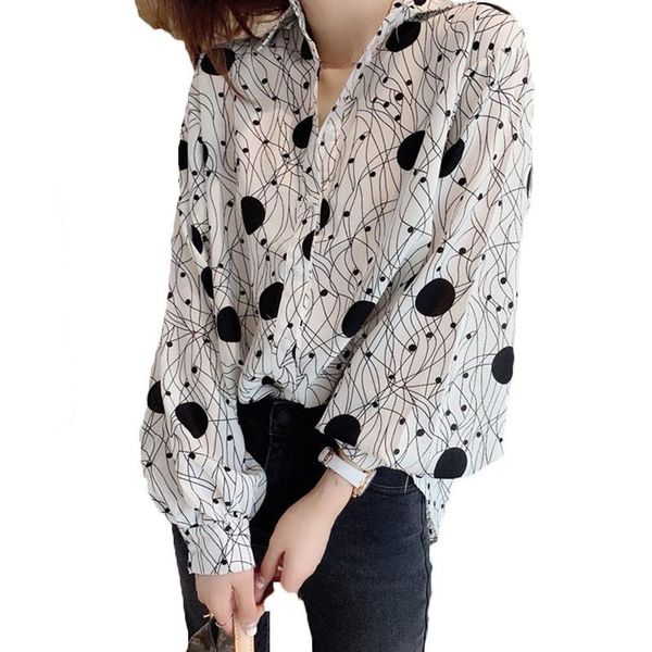 women's blouses & shirts spring summer blouse korean long-sleeved casual large-size printed shirt loose lazy fashion polka-dot f424, White
women's blouses & shirts spring summer blouse korean long-sleeved casual large-size printed shirt loose lazy fashion polka-dot f424, White