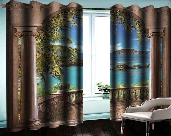 3d modern floral curtain window european-style arched balcony with beautiful sea view customized landscape & drapes
3d modern floral curtain window european-style arched balcony with beautiful sea view customized landscape & drapes