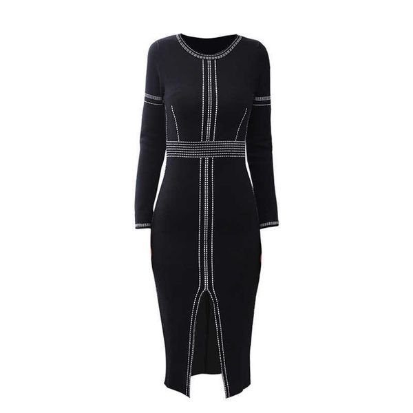 perhaps u black and white o neck full long sleeve geometric knitted knee length pencil split autumn winter dress elegant d0753 210529, Black;gray
perhaps u black and white o neck full long sleeve geometric knitted knee length pencil split autumn winter dress elegant d0753 210529, Black;gray