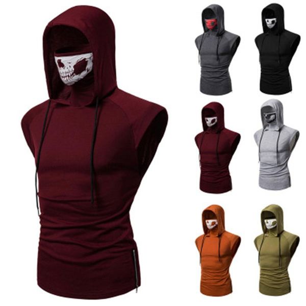 mens fitness hooded tee t-shirts fashion occident trend style solid color sleeveless tees polos spring summer male loose casual tshirt, White;black
mens fitness hooded tee t-shirts fashion occident trend style solid color sleeveless tees polos spring summer male loose casual tshirt, White;black