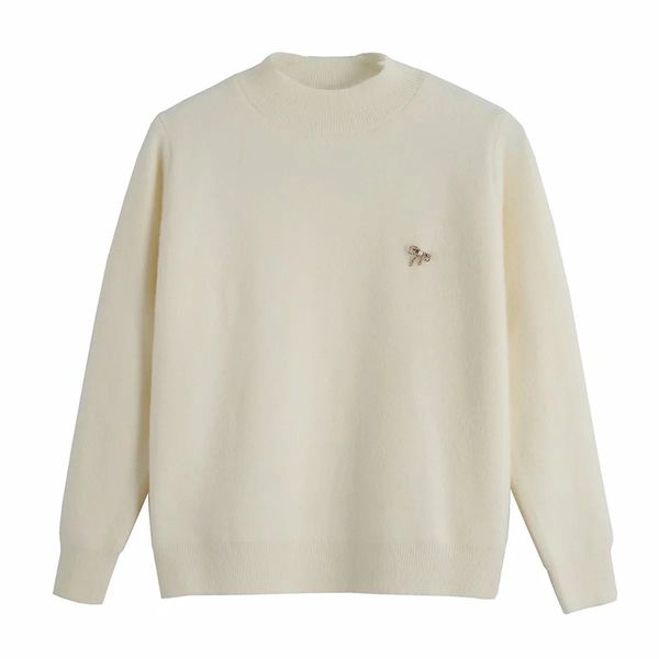 women candy color girl feeling mitation mink sweater female simplicity all-match delicate bow brooch round neck pullover 210520, White
women candy color girl feeling mitation mink sweater female simplicity all-match delicate bow brooch round neck pullover 210520, White