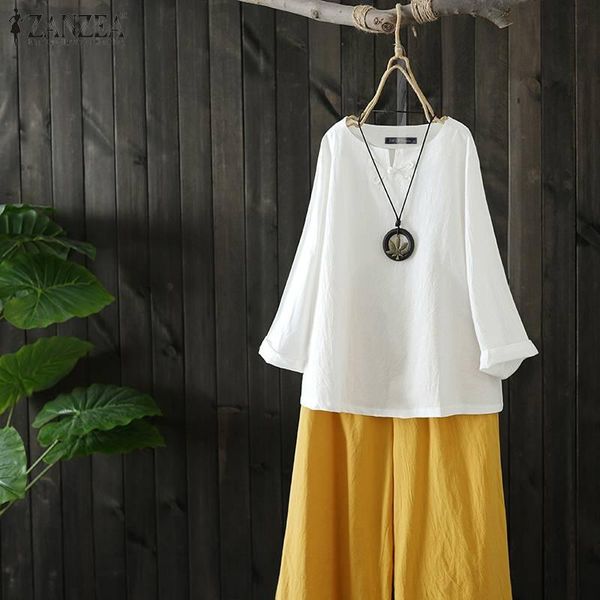 women's blouses & shirts women and 2022 vintage chinese button solid shirt casual cotton o neck tunic long sleeve blusas plus si, White
women's blouses & shirts women and 2022 vintage chinese button solid shirt casual cotton o neck tunic long sleeve blusas plus si, White