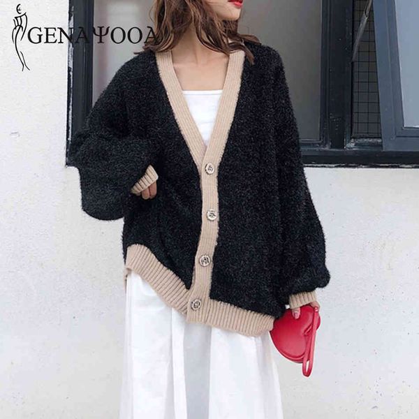 genayooa winter long sleeve knitted sweater for women casual deep v neck loose cardigan coats outerwear 210417, White;black
genayooa winter long sleeve knitted sweater for women casual deep v neck loose cardigan coats outerwear 210417, White;black