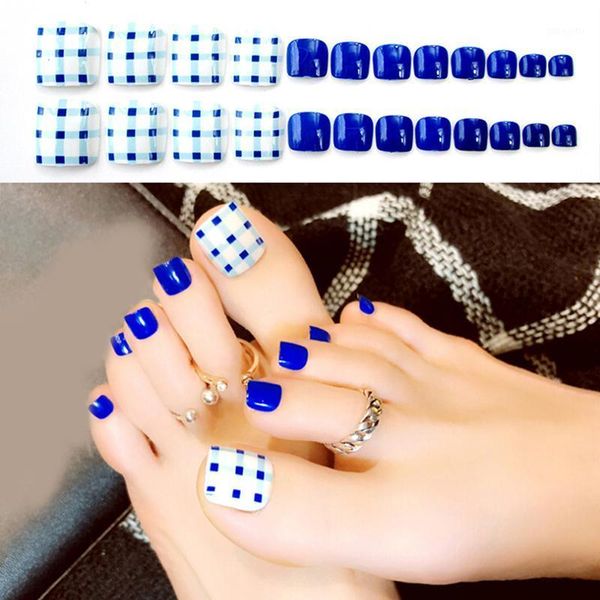 24pcs/set dark blue orange point girls summer toes fake nails full nail tips patch toe decoration1, Red;gold
24pcs/set dark blue orange point girls summer toes fake nails full nail tips patch toe decoration1, Red;gold