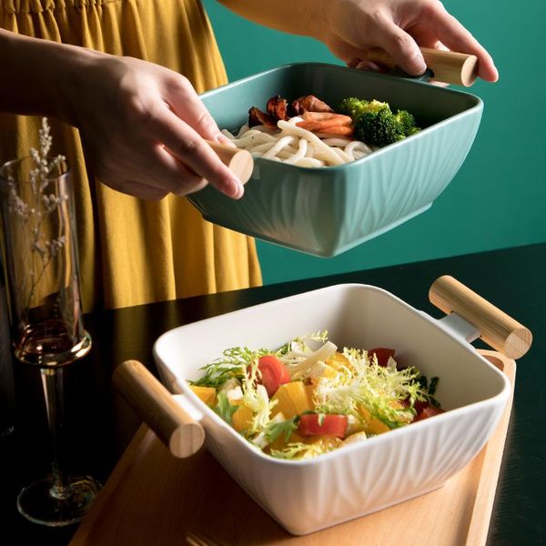 bowls european style smooth surface ceramic bowl with double wood handles porcelain dish salad creative restaurant household
bowls european style smooth surface ceramic bowl with double wood handles porcelain dish salad creative restaurant household