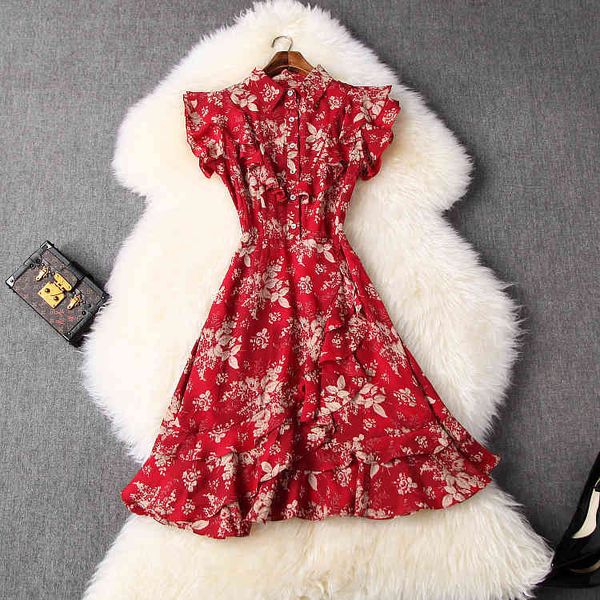 casual dresses new european and american women's dresses for spring short sleeve lapel fashionable red print ruffled dress 33z7, Black;gray
casual dresses new european and american women's dresses for spring short sleeve lapel fashionable red print ruffled dress 33z7, Black;gray