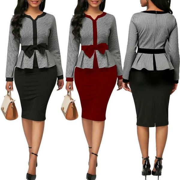 casual dresses bow elegant womens midi wear dress office evening vestido one step professional with thin buttocks, Black;gray
casual dresses bow elegant womens midi wear dress office evening vestido one step professional with thin buttocks, Black;gray