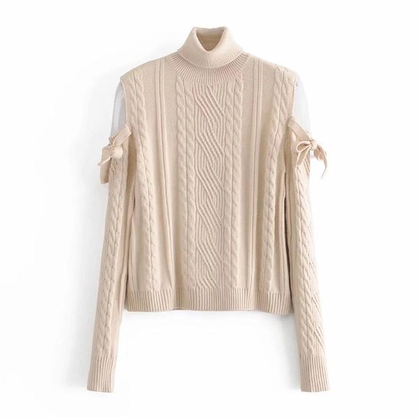 women gauze splicing bow decoration long sleeve knitting sweater female turtleneck pullover casual lady loose sw1095 women's sweaters, White;black
women gauze splicing bow decoration long sleeve knitting sweater female turtleneck pullover casual lady loose sw1095 women's sweaters, White;black