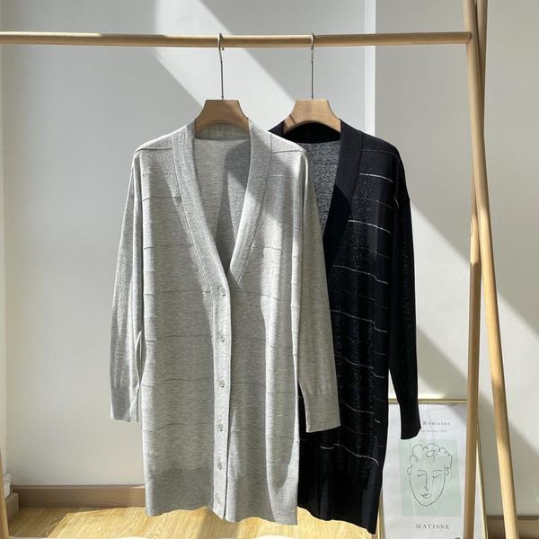 women's knits & tees women sweater 2021 silk linen cardigan long sleeve casual loose mid-length, White
women's knits & tees women sweater 2021 silk linen cardigan long sleeve casual loose mid-length, White