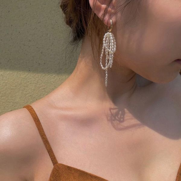 hoop & huggie elegant statement long metal pearl tassel drop earrings for women girl travel party wedding female jewelry gift, Golden;silver
hoop & huggie elegant statement long metal pearl tassel drop earrings for women girl travel party wedding female jewelry gift, Golden;silver