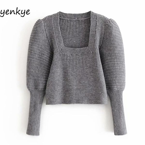 women's sweaters fall women sweater square neck puff sleeve vintage solid color cropped autumn pullover pull, White;black
women's sweaters fall women sweater square neck puff sleeve vintage solid color cropped autumn pullover pull, White;black