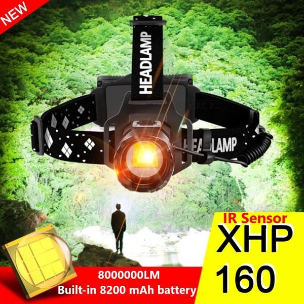 headlamps ir sensor powerful led headlamp xhp160 built-in 8200mah battery head-mounted fishing head lamp usb rechargeable
headlamps ir sensor powerful led headlamp xhp160 built-in 8200mah battery head-mounted fishing head lamp usb rechargeable