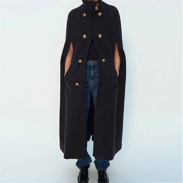 cloaks women fashion solid pockets wool capes coat elegant sleeveless a line female ladies outwear 210422, White;black
cloaks women fashion solid pockets wool capes coat elegant sleeveless a line female ladies outwear 210422, White;black